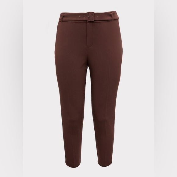 Torrid Stretch Woven Belted Straight Leg Trouser Pant - Raisin Brown Size 12 - Picture 3 of 14